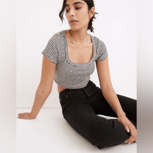 Madewell Westville Crop Tee Deep Coal Size Small - Picture 4 of 9